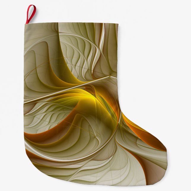 Colours of Precious Metals, Abstract Fractal Art Large Christmas Stocking (Front)