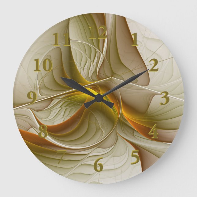Colours of Precious Metals, Abstract Fractal Art Large Clock (Front)