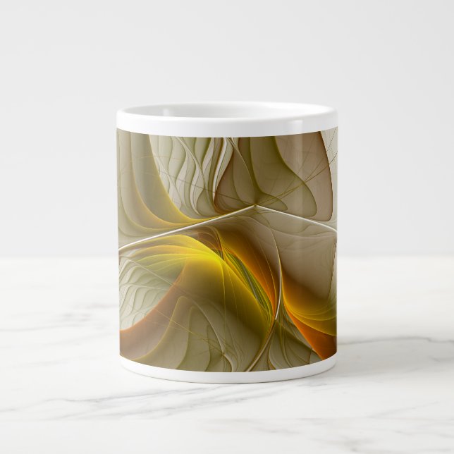 Colours of Precious Metals, Abstract Fractal Art Large Coffee Mug (Front)