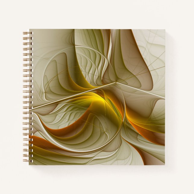 Colours of Precious Metals, Abstract Fractal Art Notebook (Front)