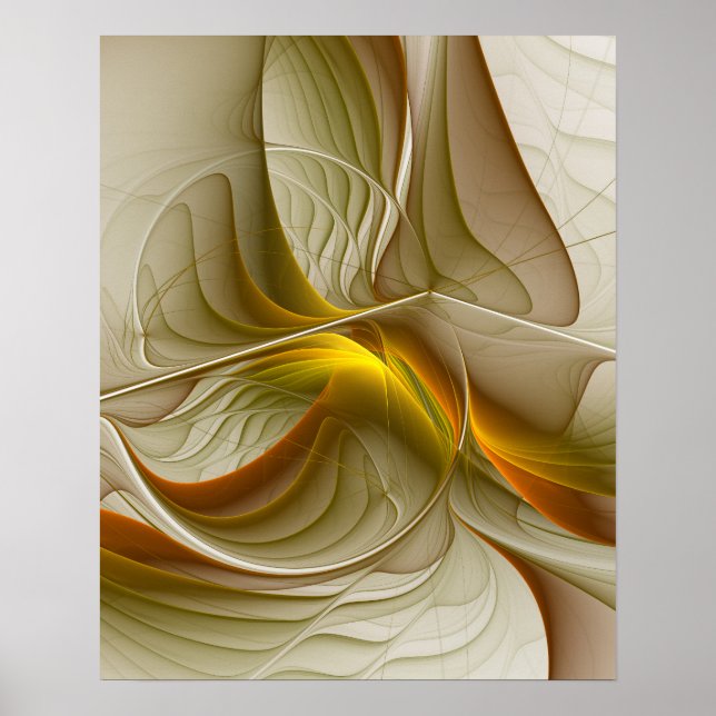 Colours of Precious Metals, Abstract Fractal Art Poster (Front)