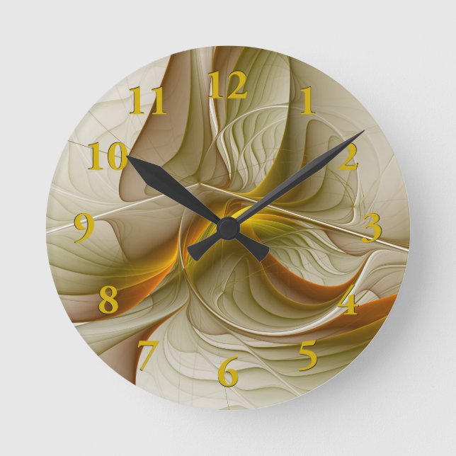Colours of Precious Metals, Abstract Fractal Art Round Clock (Front)