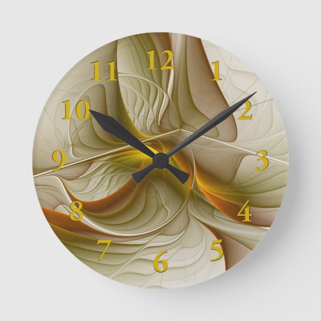 Colours of Precious Metals, Abstract Fractal Art Round Clock (Front)