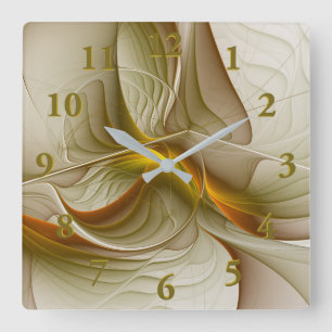 Colours of Precious Metals, Abstract Fractal Art Square Wall Clock