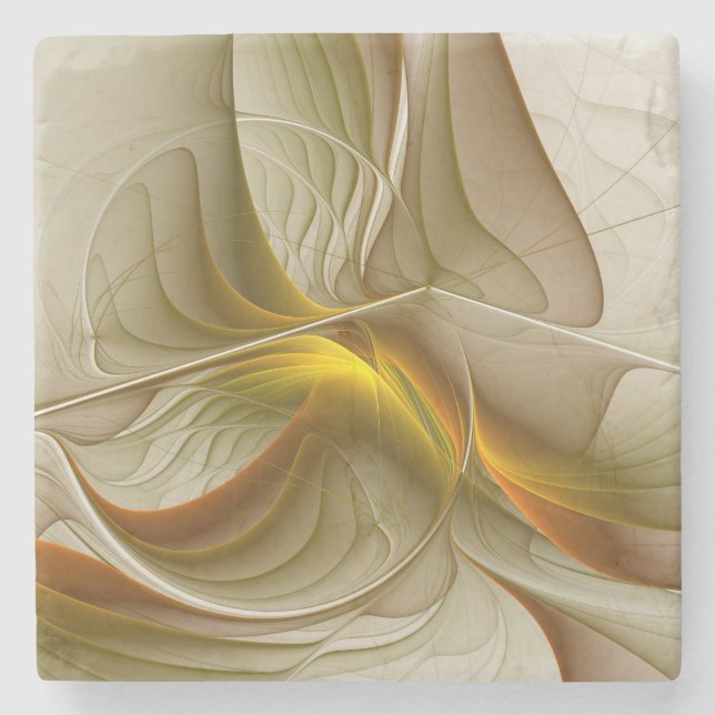 Colours of Precious Metals, Abstract Fractal Art Stone Coaster (Front)