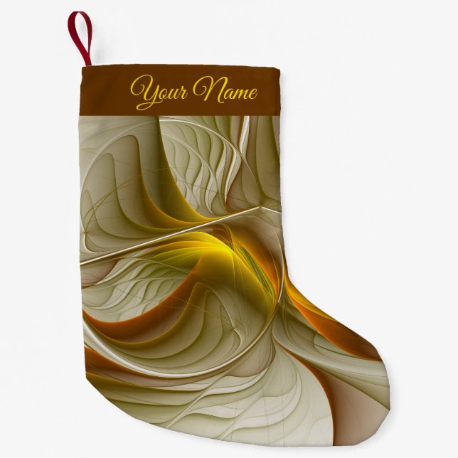 Colours of Precious Metals, Abstract Fractal Name Small Christmas Stocking (Front)