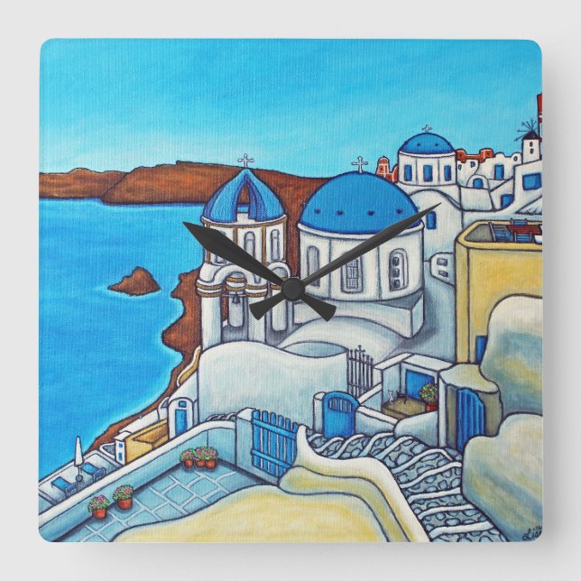 Colours of Santorini Wall Clock (Front)