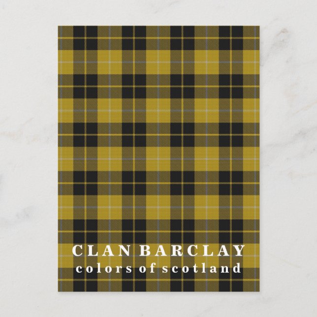 Colours of Scotland Clan Barclay Tartan Postcard (Front)