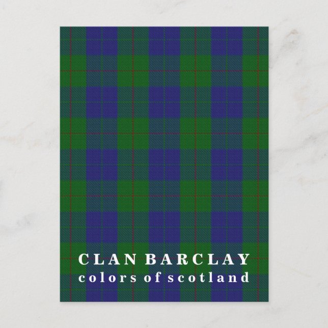 Colours of Scotland Clan Barclay Tartan Postcard (Front)