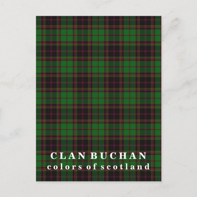 Colours of Scotland Clan Buchan Tartan Postcard (Front)