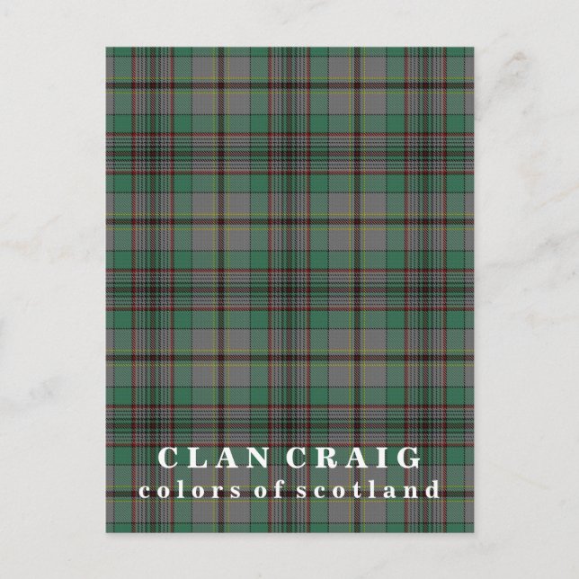 Colours of Scotland Clan Craig Tartan Postcard (Front)