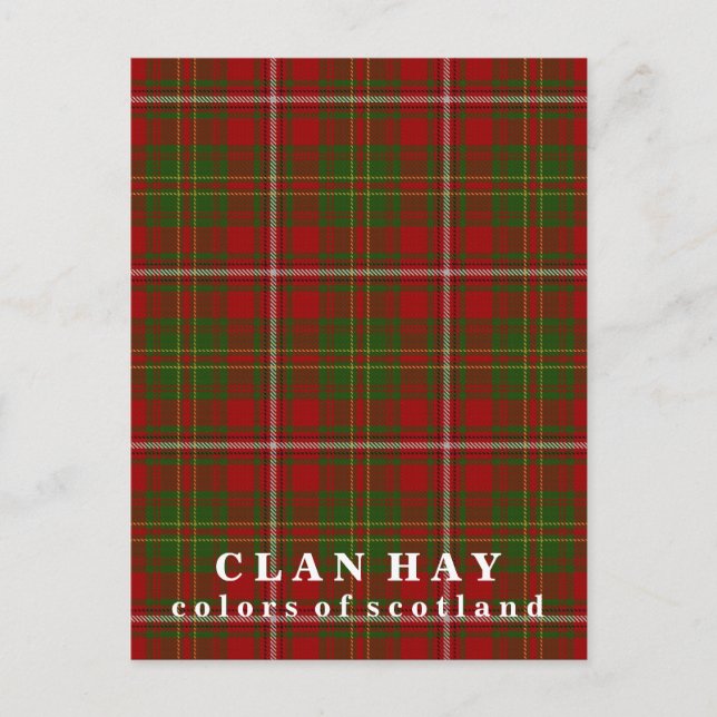 Colours of Scotland Clan Hay Tartan Postcard (Front)