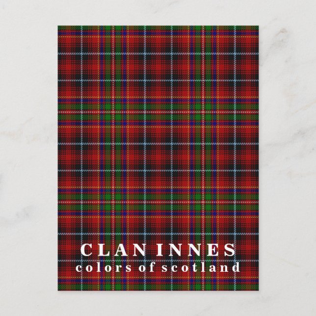 Colours of Scotland Clan Innes Tartan Postcard (Front)