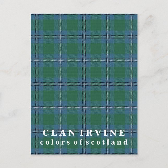 Colours of Scotland Clan Irvine Tartan Postcard (Front)