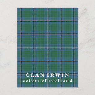 Colours of Scotland Clan Irwin Tartan Postcard