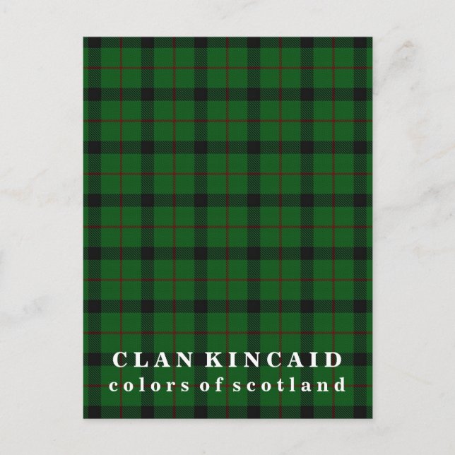 Colours of Scotland Clan Kincaid Tartan Postcard (Front)