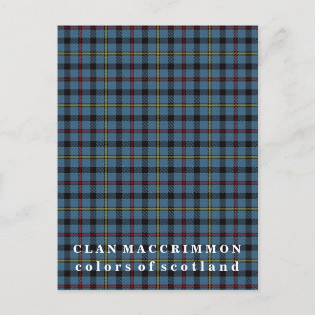 Colours of Scotland Clan MacCrimmon Tartan Postcard (Front)
