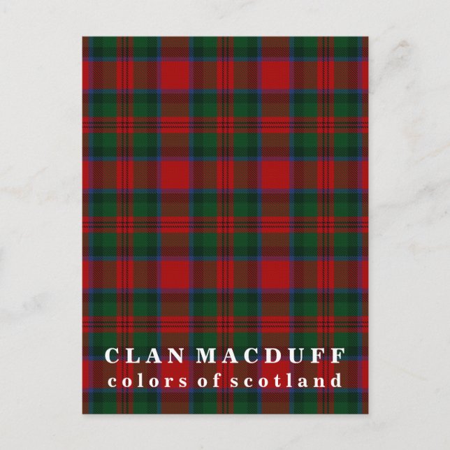 Colours of Scotland Clan MacDuff Tartan Postcard (Front)