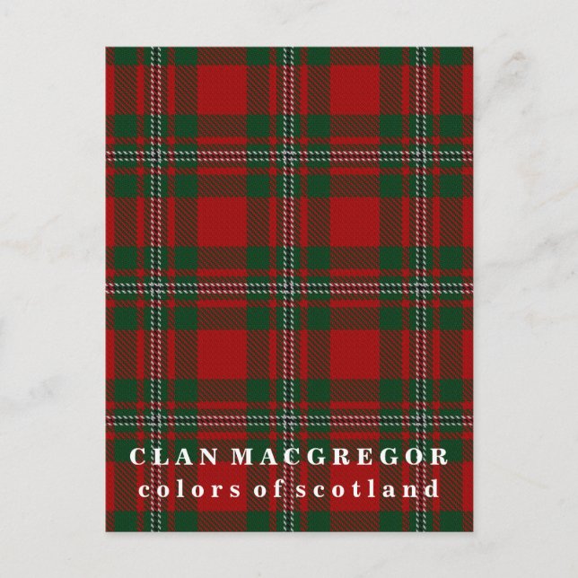 Colours of Scotland Clan MacGregor Tartan Postcard (Front)