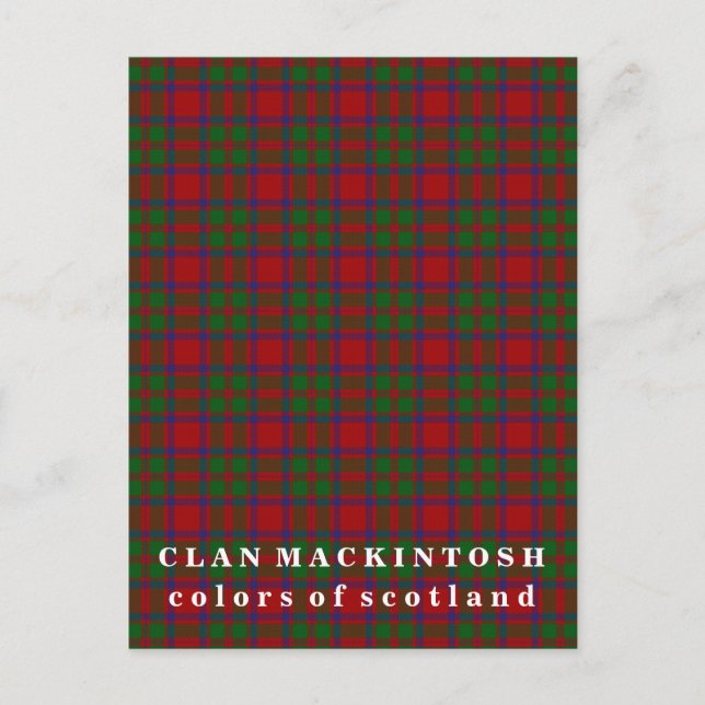 Colours of Scotland Clan MacKintosh Tartan Postcard (Front)