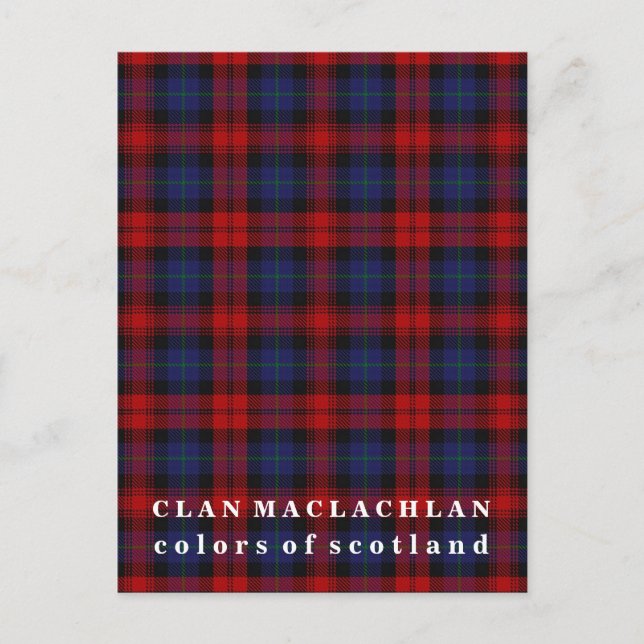 Colours of Scotland Clan MacLachlan Tartan Postcard (Front)