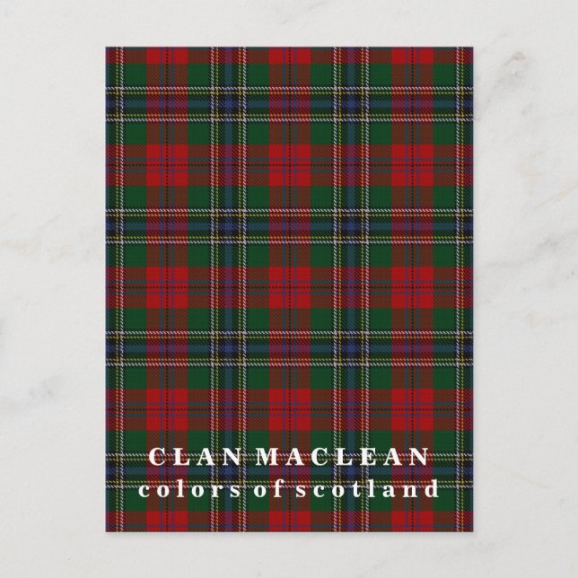 Colours of Scotland Clan MacLean Tartan Postcard (Front)