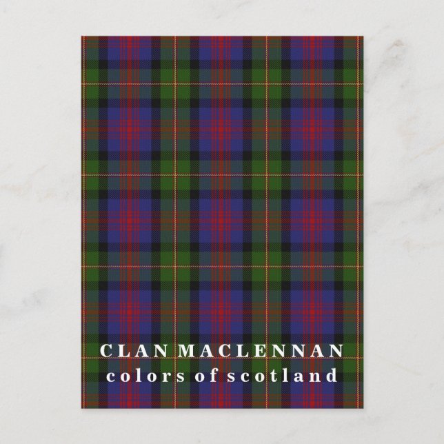 Colours of Scotland Clan MacLennan Tartan Postcard (Front)