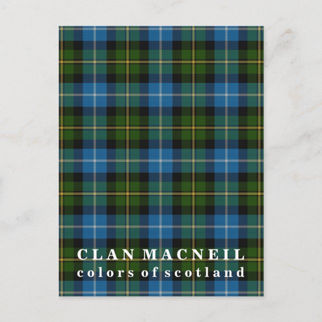 Colours of Scotland Clan MacNeil Tartan Postcard (Front)