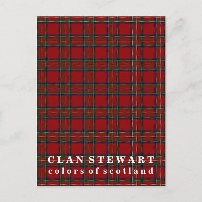 Colours of Scotland Clan Stewart Tartan Postcard (Front)