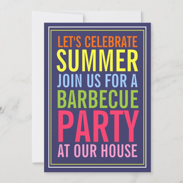 Colours of Summer Bold BBQ Party Invitation (Front)