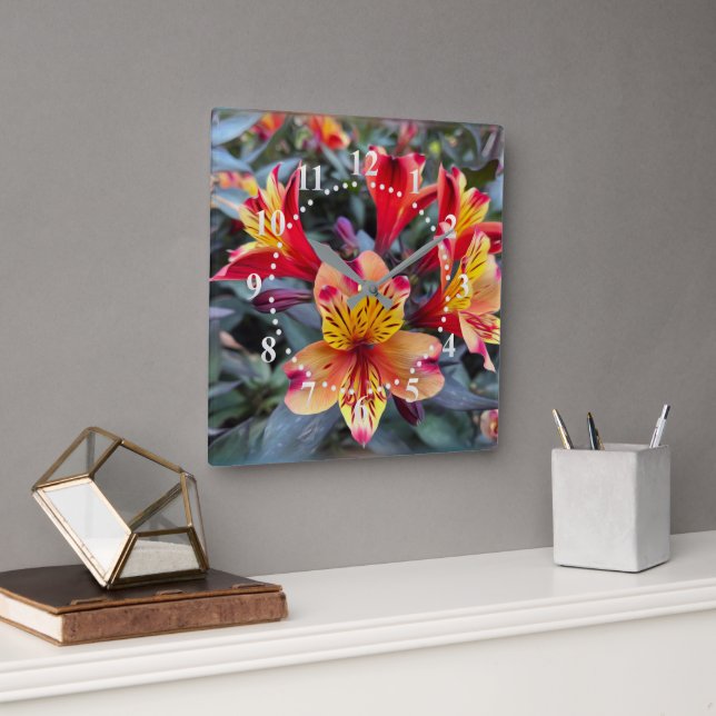 Colours of summer square wall clock (Office)