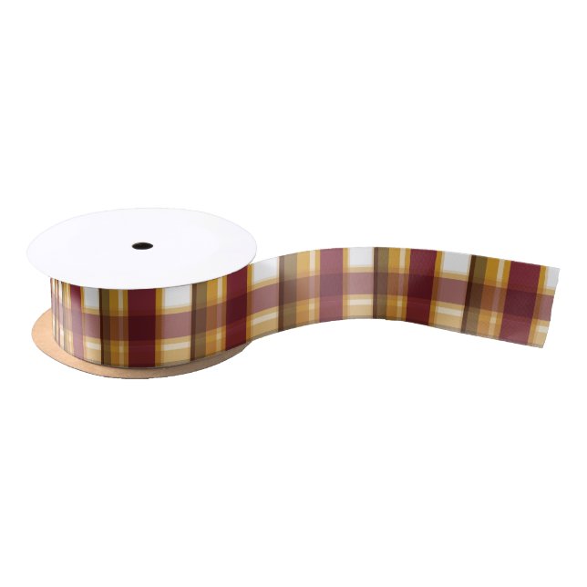 Colours Of The Autumn Plaid Pattern Satin Ribbon (Spool)