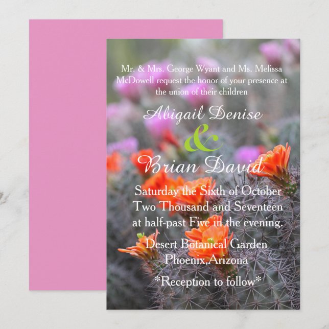 Colours of the desert pink background invitation (Front/Back)