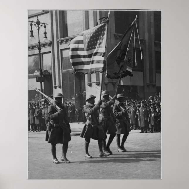 Colours of The Famous 369th Infantry in Parade Poster (Front)