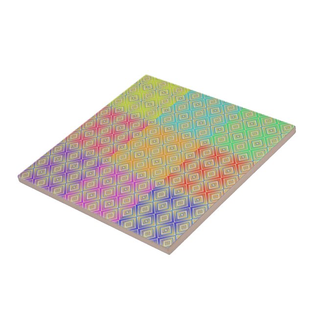 Colours Of The Rainbow Alternative Diamond Pattern Ceramic Tile (Side)