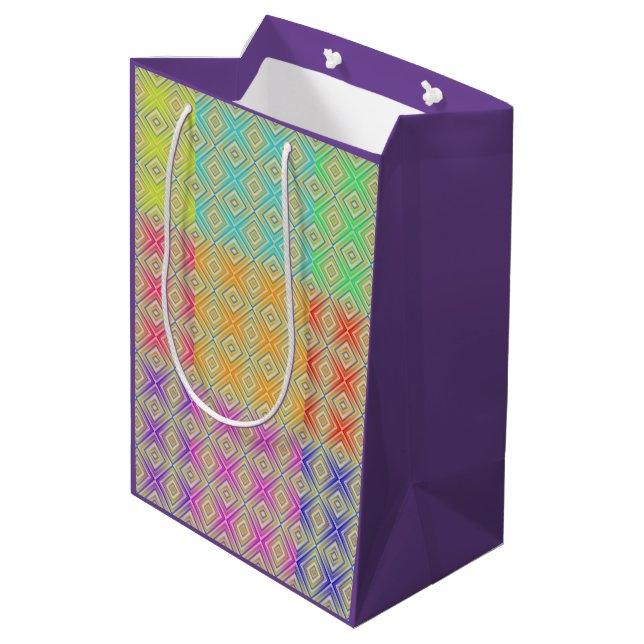 Colours Of The Rainbow Alternative Diamond Pattern Medium Gift Bag (Back Angled)