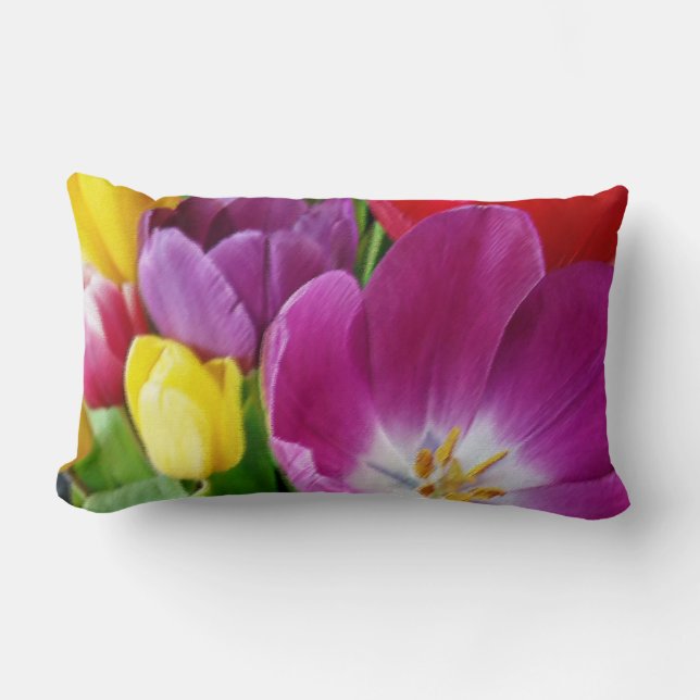 colours of tulips lumbar cushion (Front)