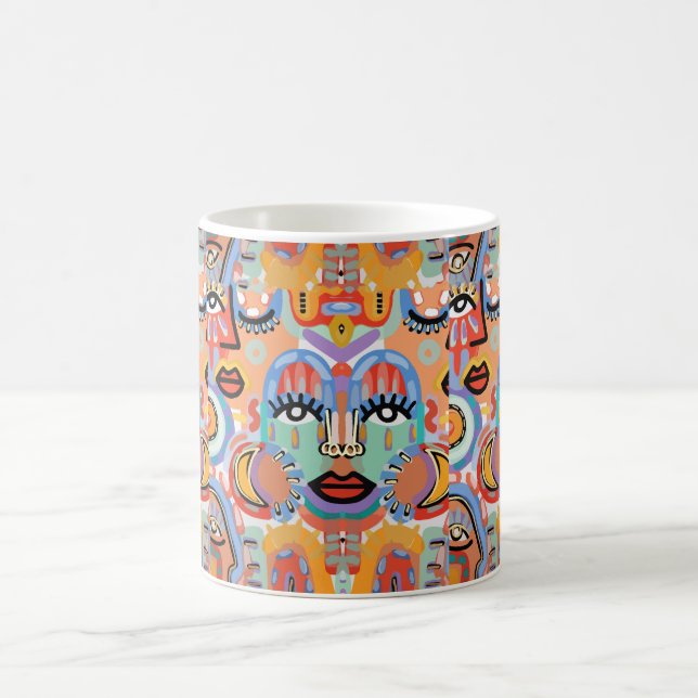 Colours, Patterns, and Overlapping Faces Coffee Mug (Center)