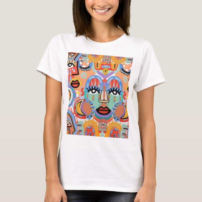 Colours, Patterns, and Overlapping Faces T-Shirt (Front)