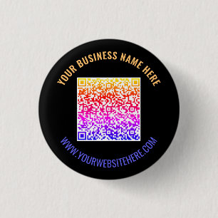Colours QR Code and Custom Text Personalised Butto 3 Cm Round Badge