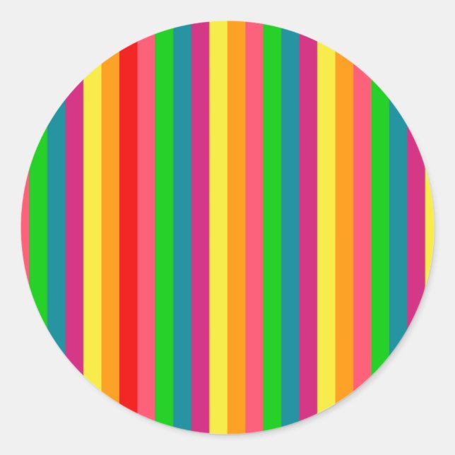 Colours Rainbow Stripes Decor Classic Round Sticker (Front)
