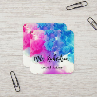 Colours spilled in water square business card