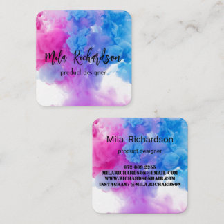 Colours spilled in water square business card