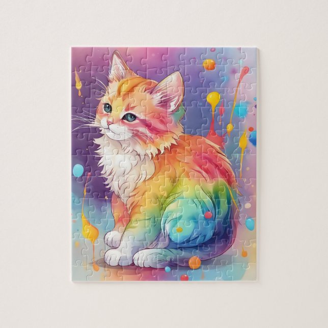 Colours Splash Watercolor Cat Jigsaw Puzzle (Vertical)