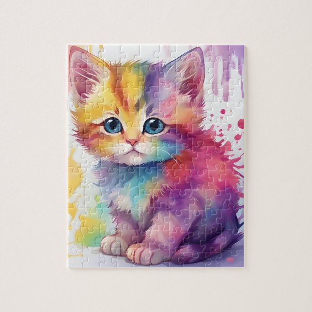 Colours Splash Watercolor Cat Jigsaw Puzzle (Vertical)