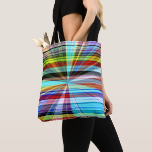 Colours stripes crossed crossed by panorama effect tote bag