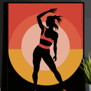 colours vintage silhouette girl poster