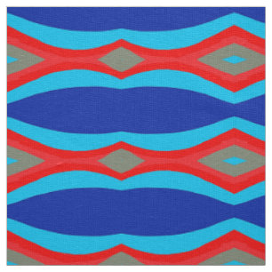 colours waves blue red grey fabric