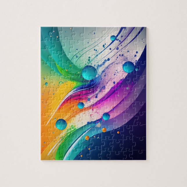 Colours Waves Watercolors Style Abstract 3D Jigsaw Puzzle (Vertical)