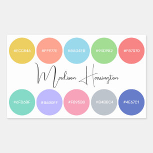 Colours with Hex Codes Custom Name Designer Rectangular Sticker